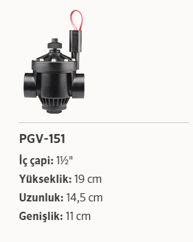 Hunter%20PGV%20151G-B-DC%20Solenoid%20Vana%2011/2’’%20Plastik%20Glob%20Vana%20Debi%20Kontrollü%209%20volt